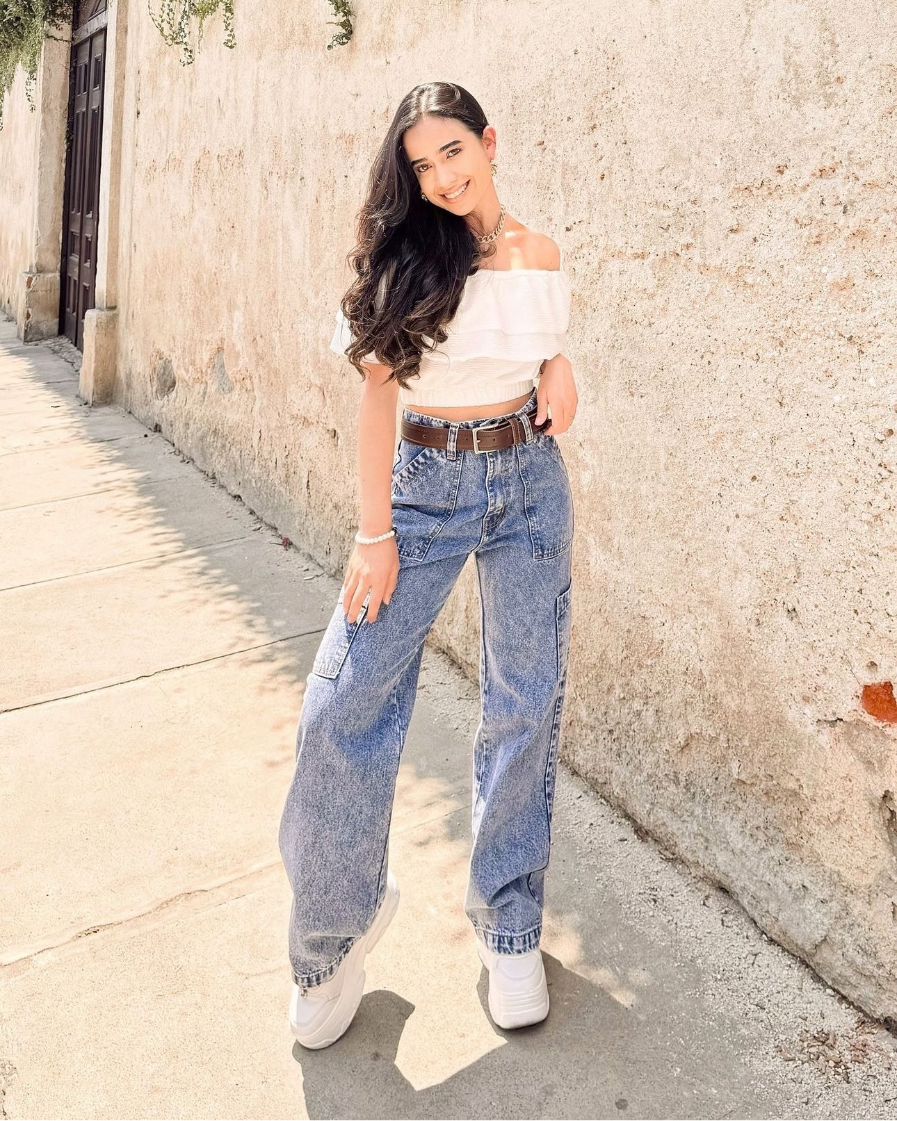Pantalón tipo Cargo Jeans, color ¡Celeste Nevado!