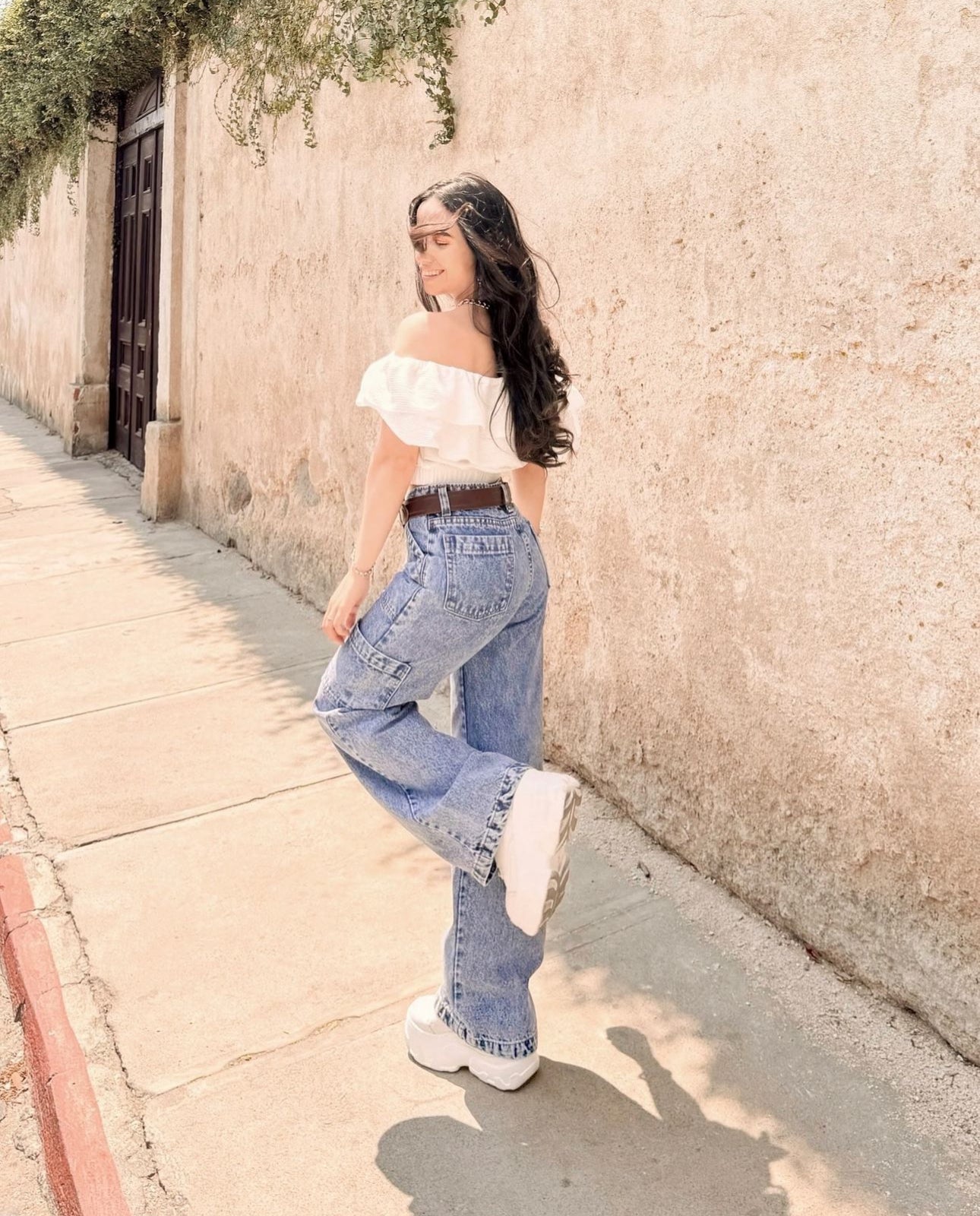 Pantalón tipo Cargo Jeans, color ¡Celeste Nevado!