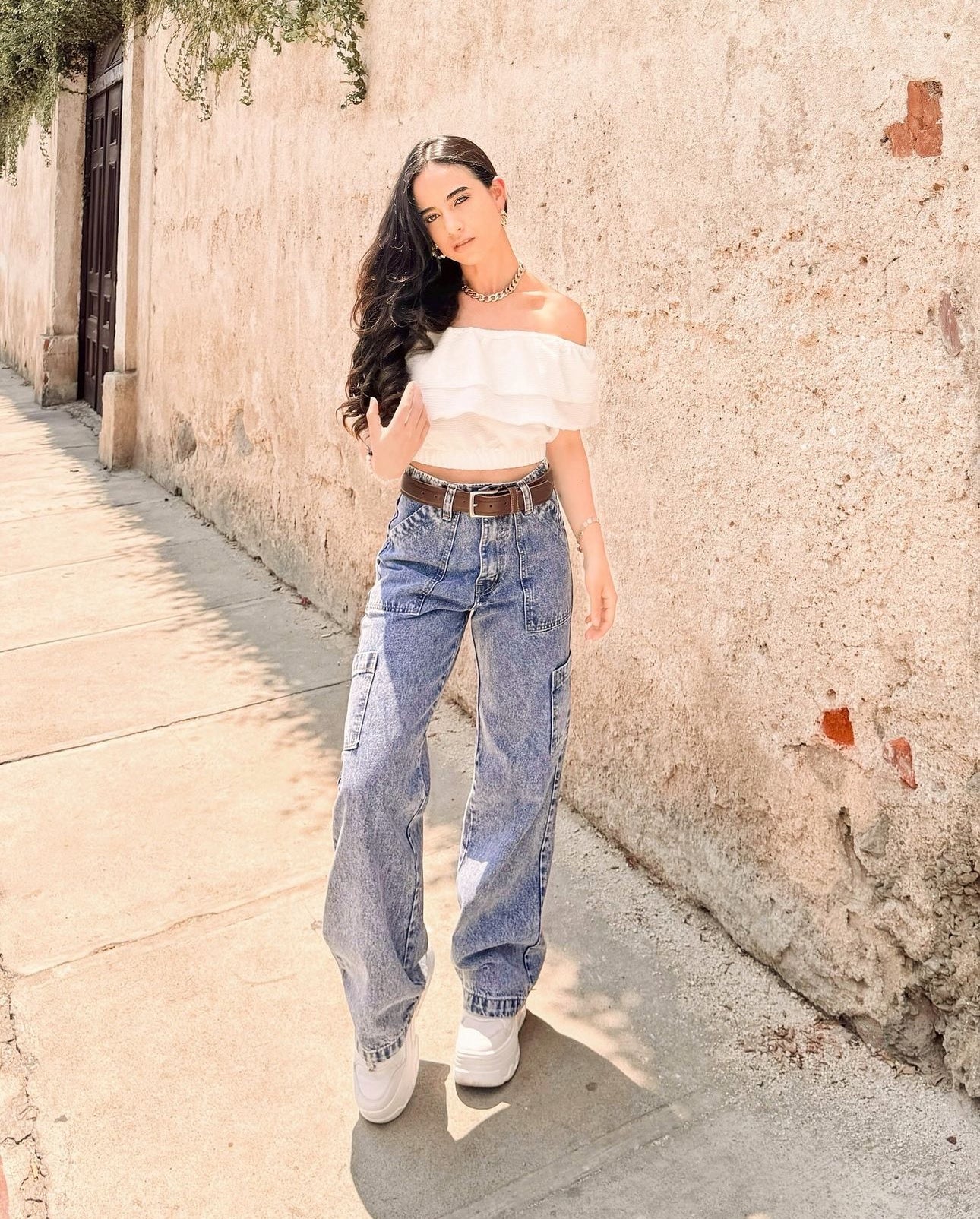 Pantalón tipo Cargo Jeans, color ¡Celeste Nevado!