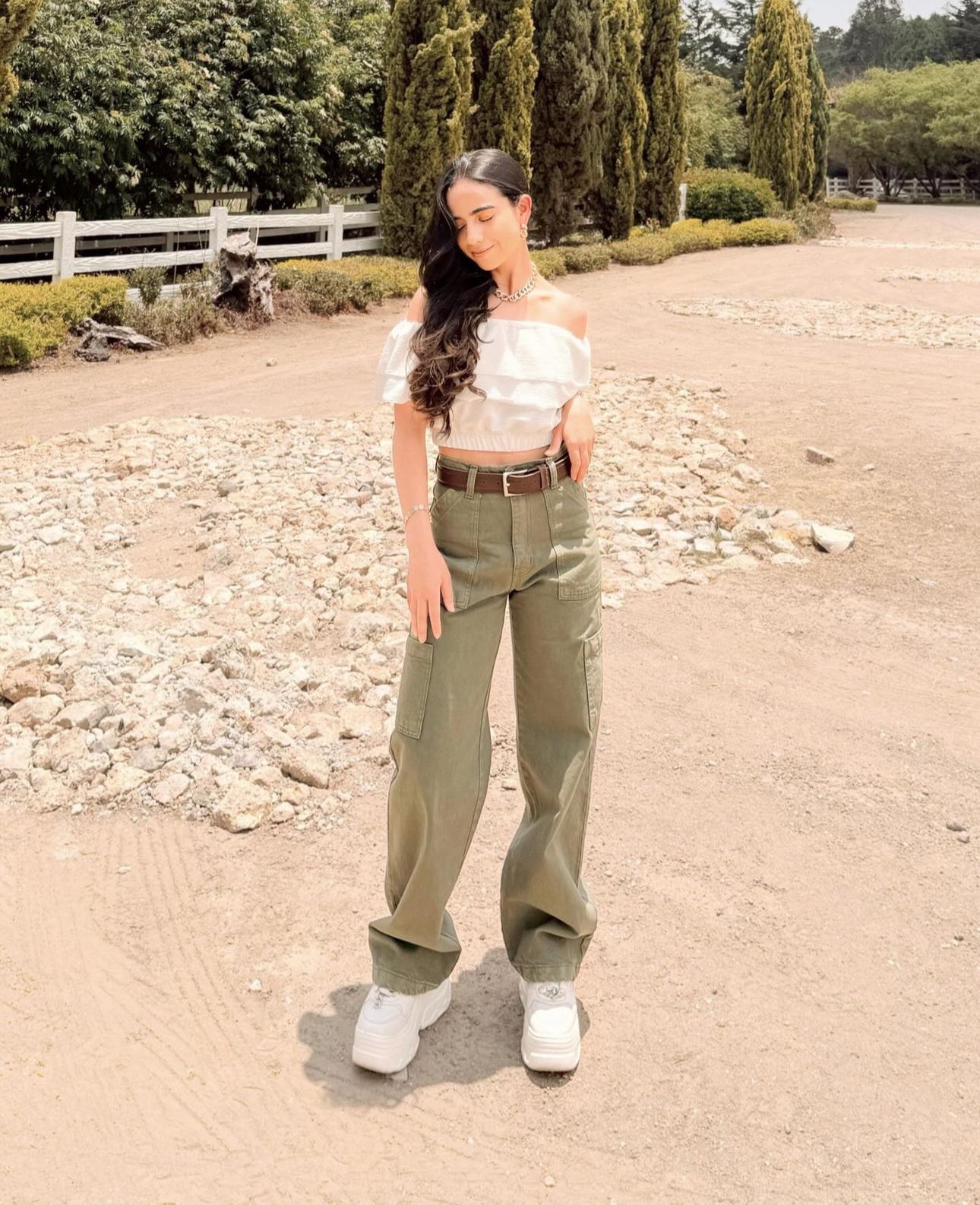 Pantalón estilo cargo, renovado ¡Verde Militar!