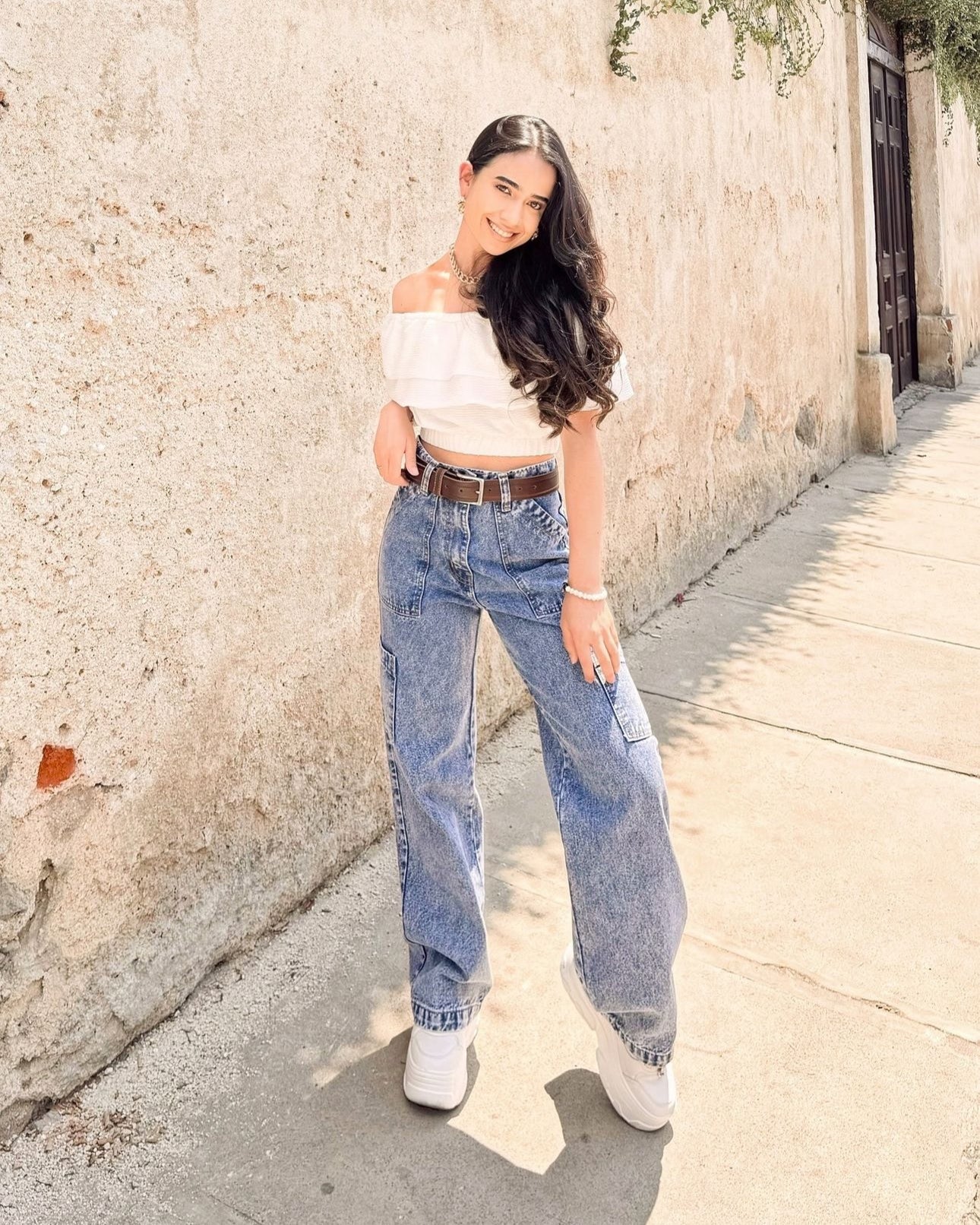Pantalón tipo Cargo Jeans, color ¡Celeste Nevado!