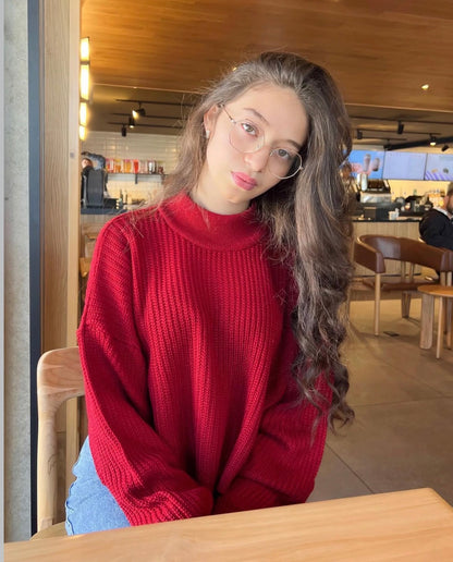 Suéter para dama, diseño especial pull over, nueva edición, tonalidad rojo vino.