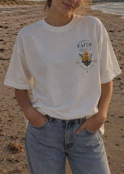"Growing in purpose", blusa tipo t-shirt, para dama, diseño oversize, de edición especial.