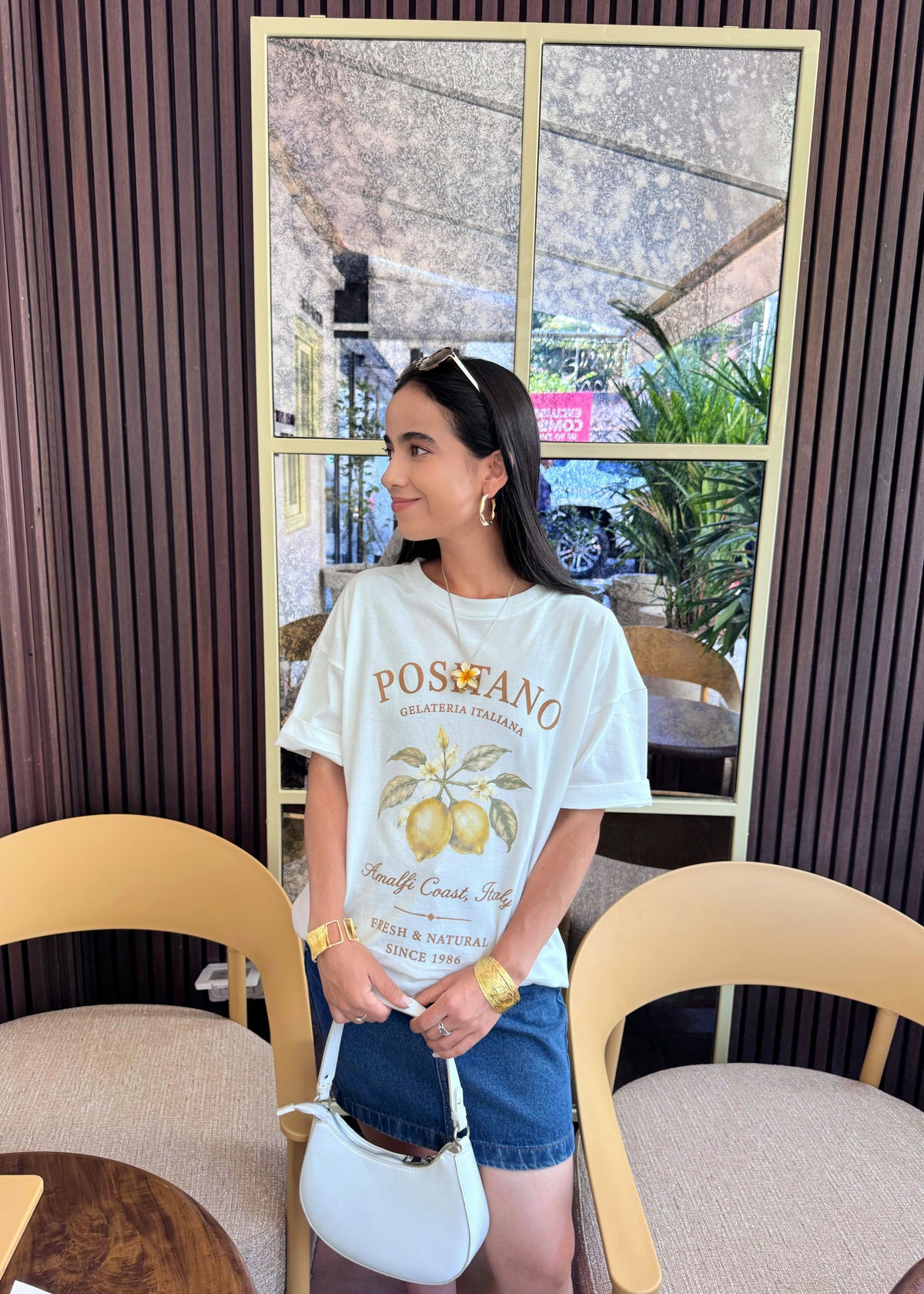 "Positano", blusa tipo t-shirt, para dama, diseño oversize, de edición especial.