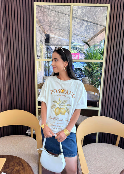"Positano", blusa tipo t-shirt, para dama, diseño oversize, de edición especial.