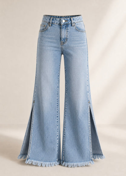 Pantalón de mezclilla original, estilo Wide Leg, edición especial, con abertura.