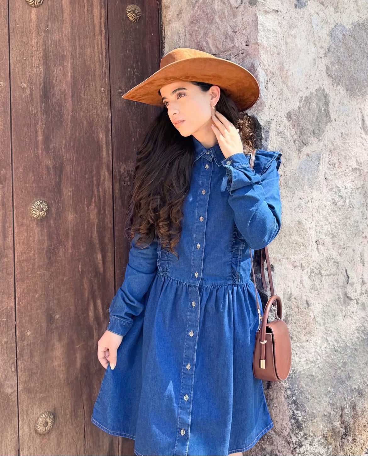 Vestido especial de mezclilla, azul. Diseño al estilo country.
