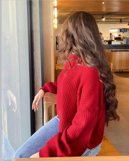 Suéter para dama, diseño especial pull over, nueva edición, tonalidad rojo vino.