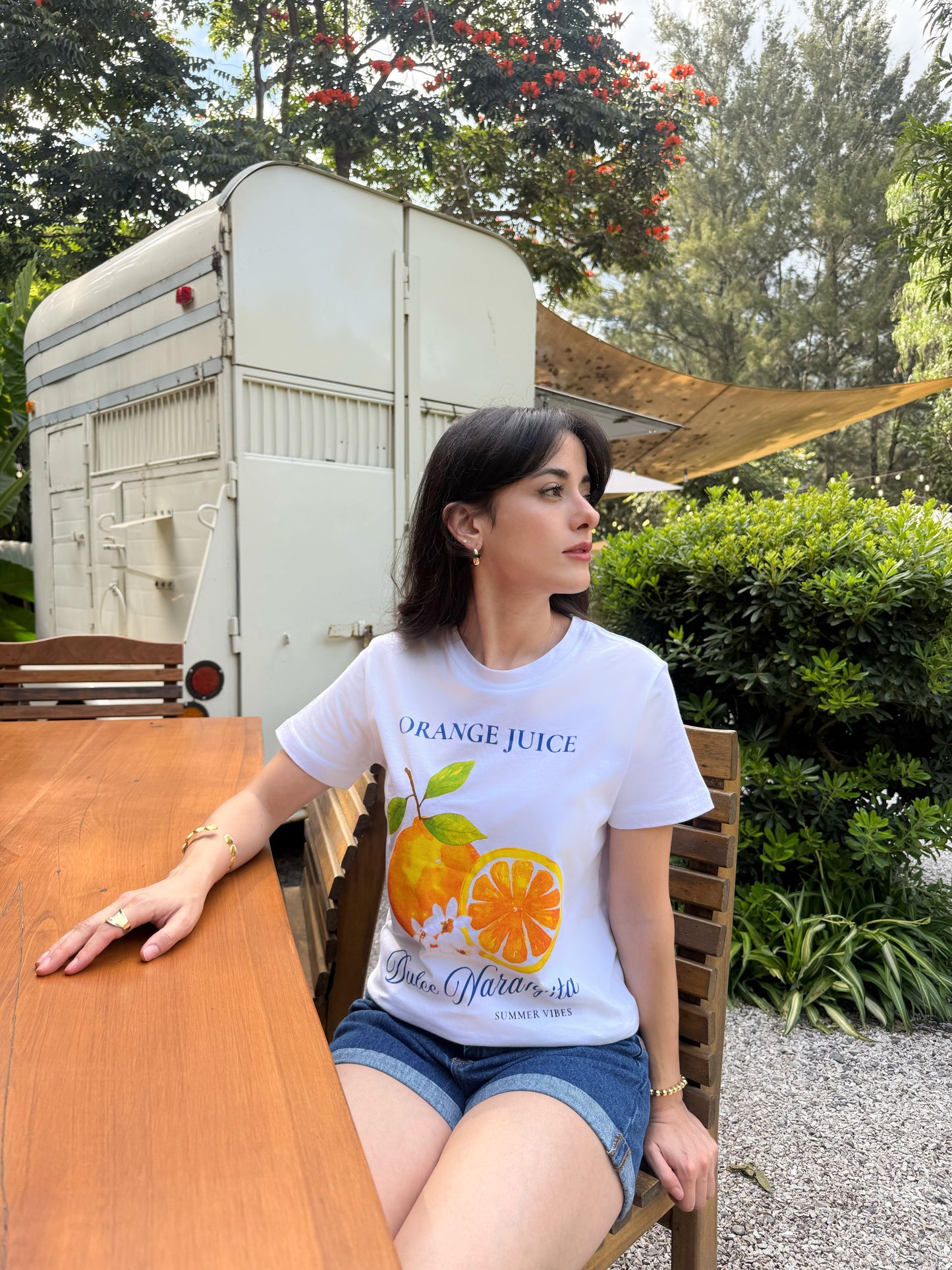 Blusa de dama, tipo T-shirt llamada Dulce Naranjita.