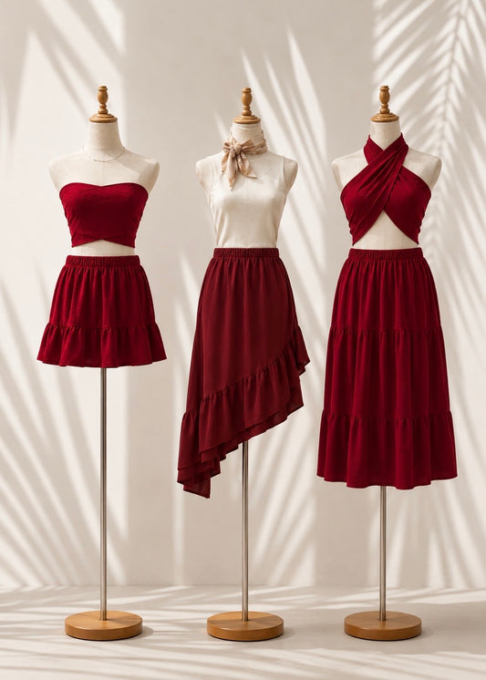 Blusa de edición especial, tipo pañuelo, algodón suave, tonalidad rojo.