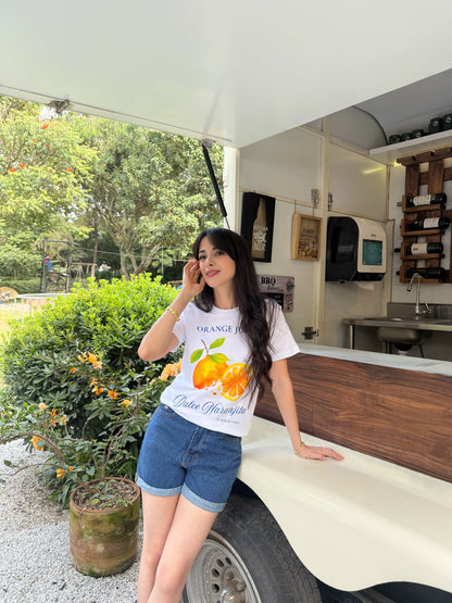 Blusa de dama, tipo T-shirt llamada Dulce Naranjita.