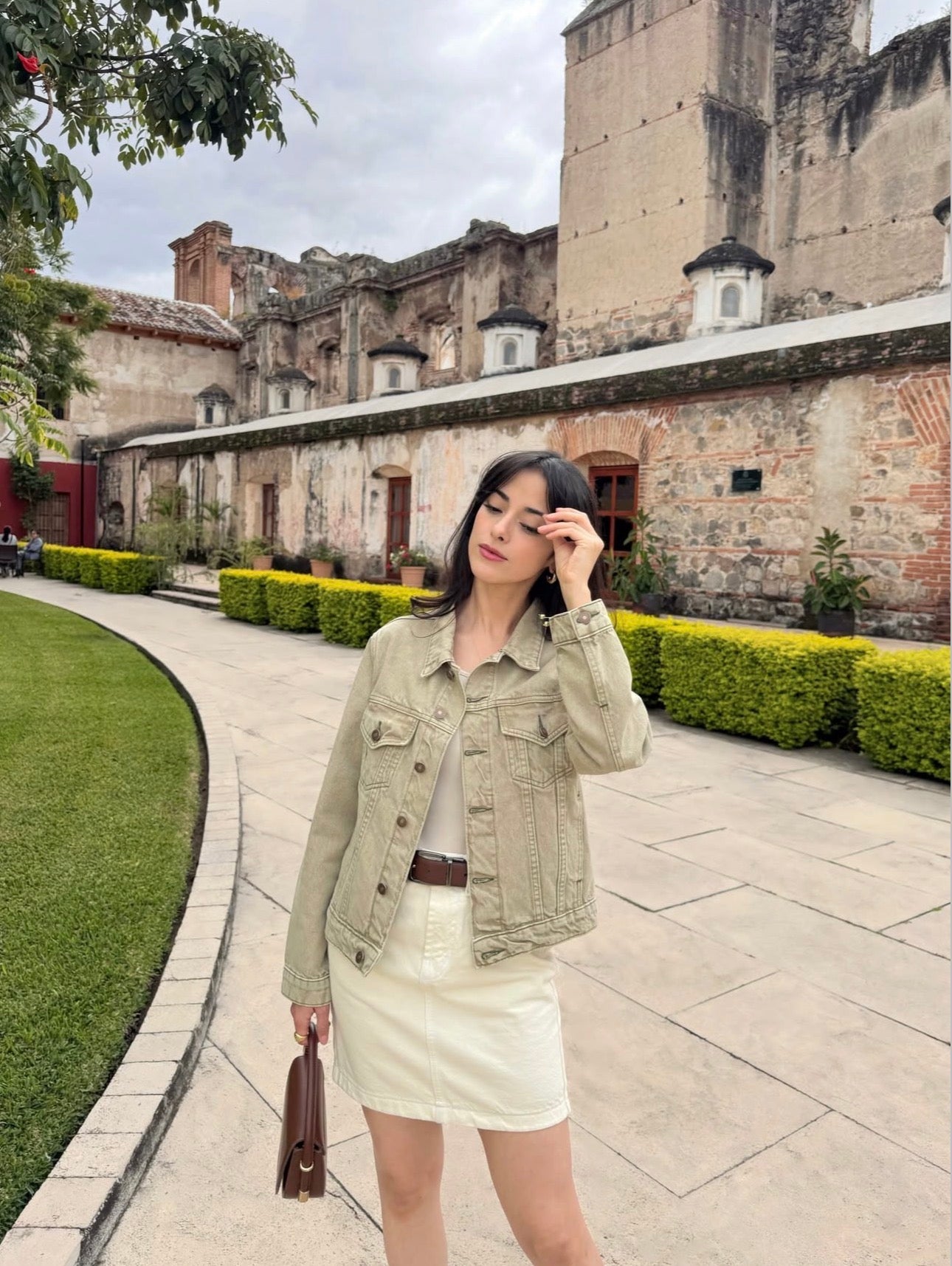 Chaqueta para dama, de lona, color verde olivo claro.