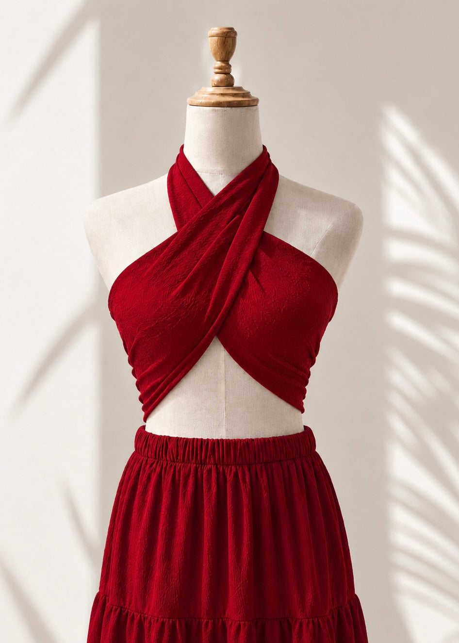 Blusa de edición especial, tipo pañuelo, algodón suave, tonalidad rojo.