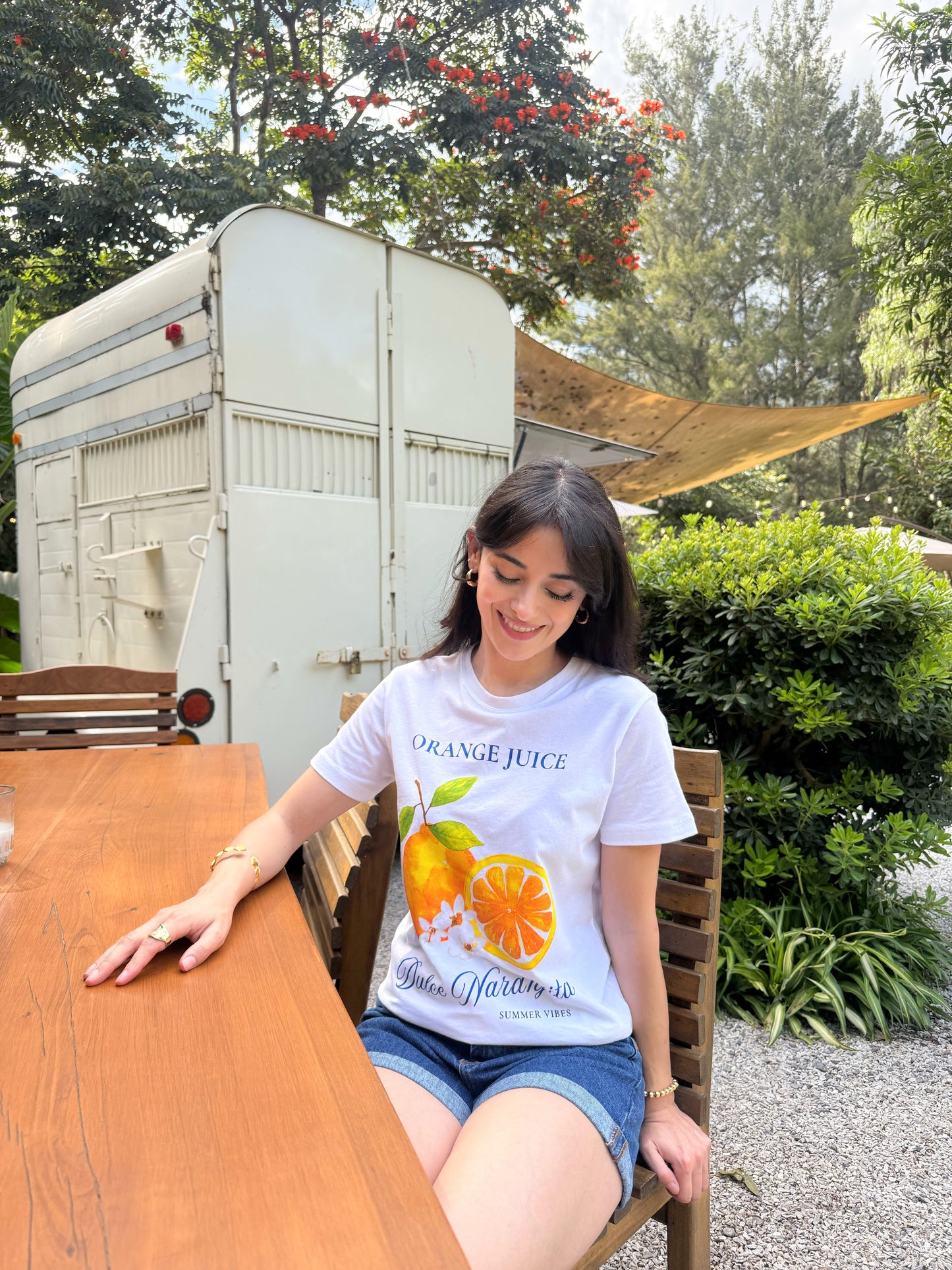 Blusa de dama, tipo T-shirt llamada Dulce Naranjita.