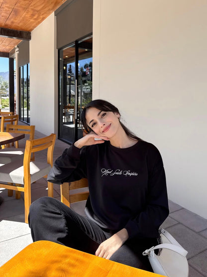 "Las almas amables inspiran", suéter para dama, estilo hoodie, de tela especial color negro.