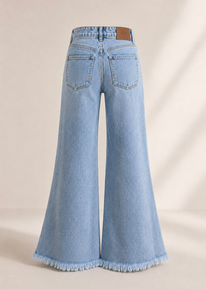 Pantalón de mezclilla original, estilo Wide Leg, edición especial, con abertura.