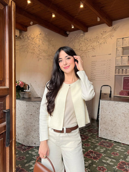 Suéter para dama, diseño especial, abierto, de lana.