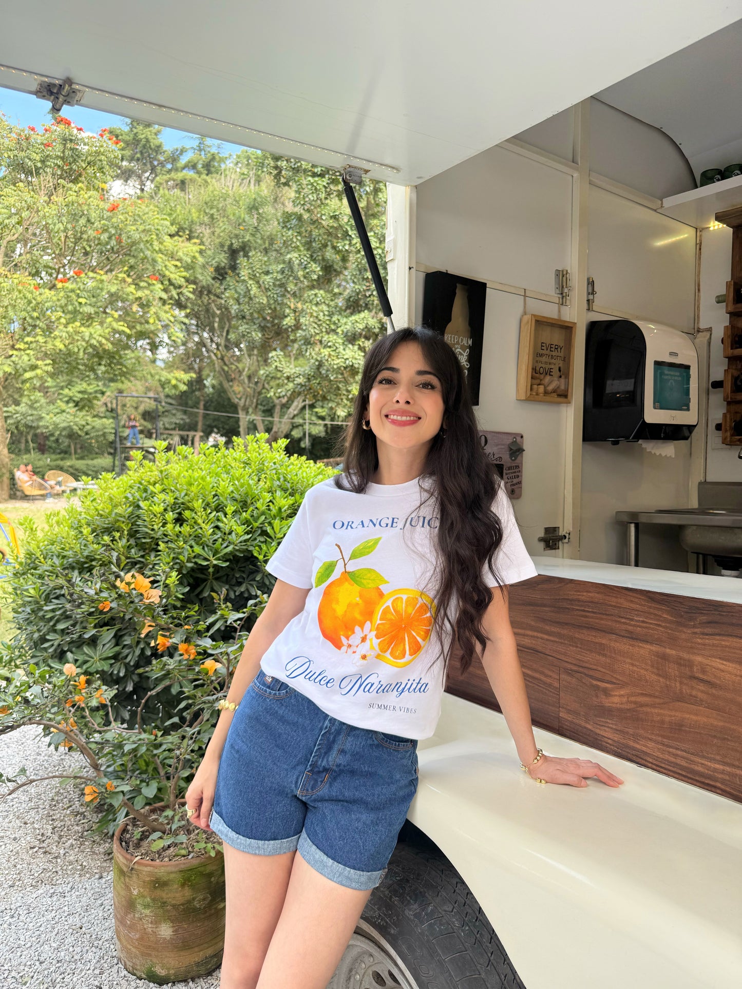 Blusa de dama, tipo T-shirt llamada Dulce Naranjita.