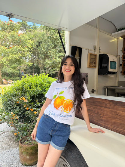 Blusa de dama, tipo T-shirt llamada Dulce Naranjita.
